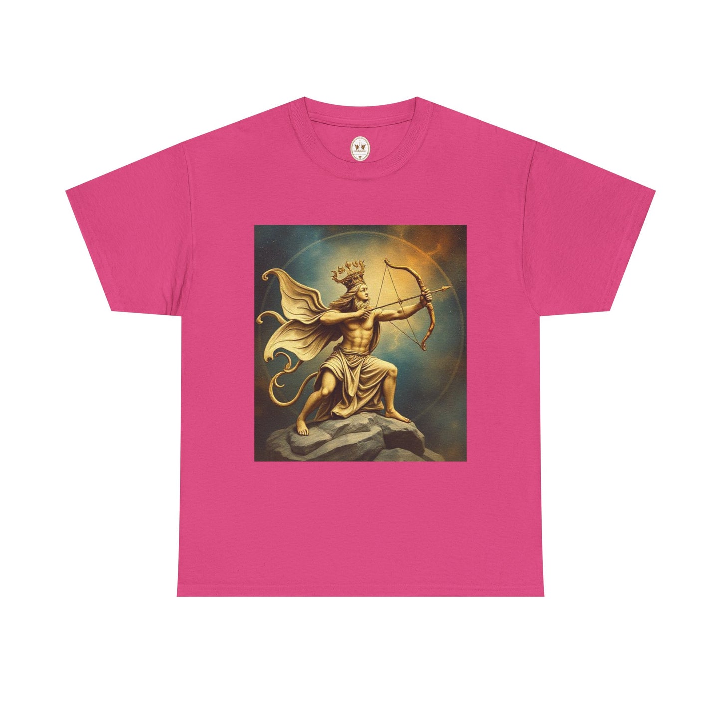 Unisex Heavy Cotton T-Shirt, Sagittarius King, Bow & Arrow, Zodiac Design