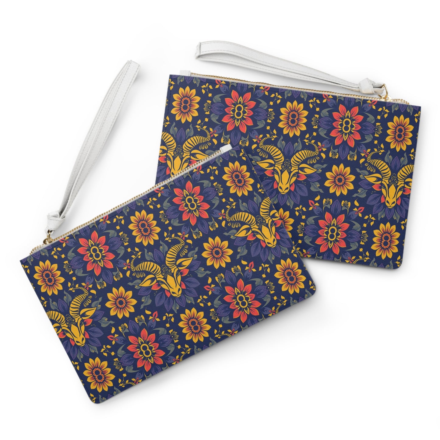 Clutch Bag, Taurus, Zodiac v1, Flower Pattern
