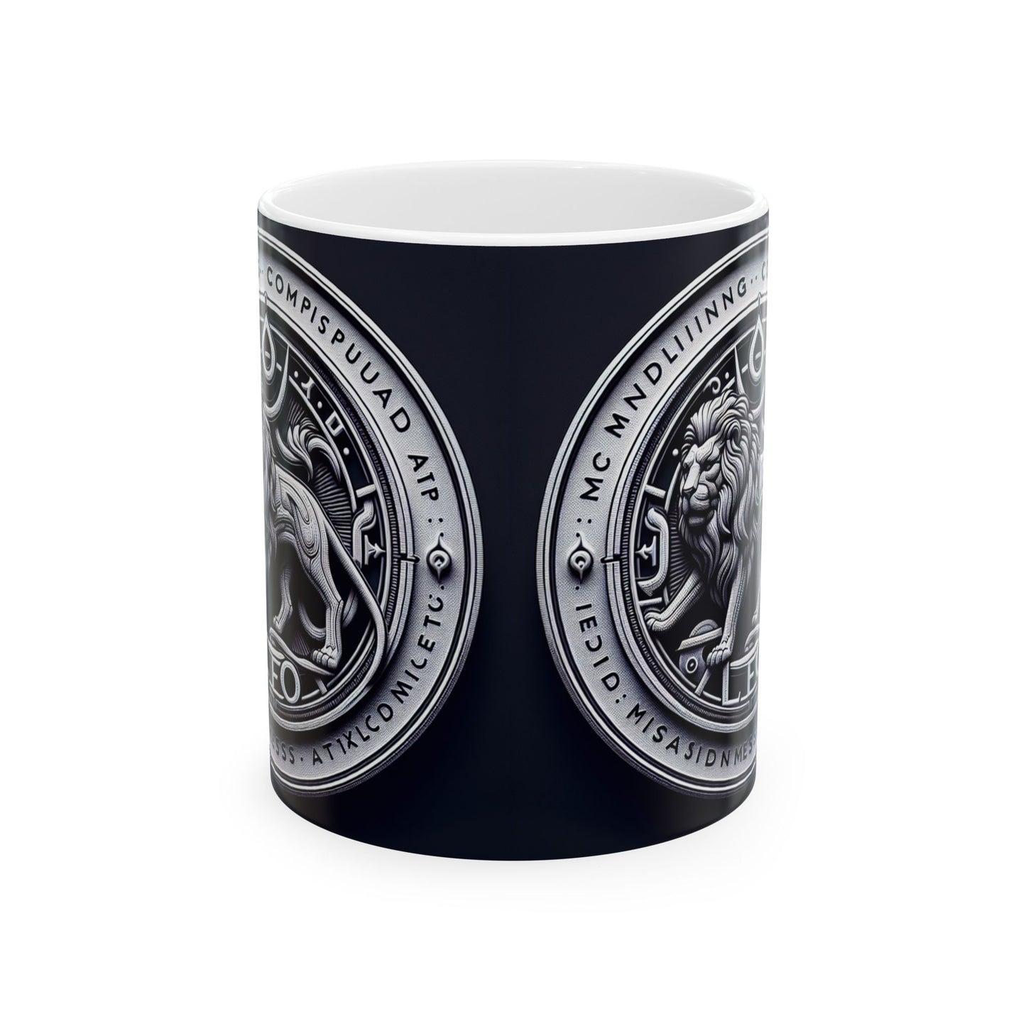 Ceramic Mug, (11oz, 15oz), Ceramic Coffee Mug, Sliver Lion, Leo Zodiac Design