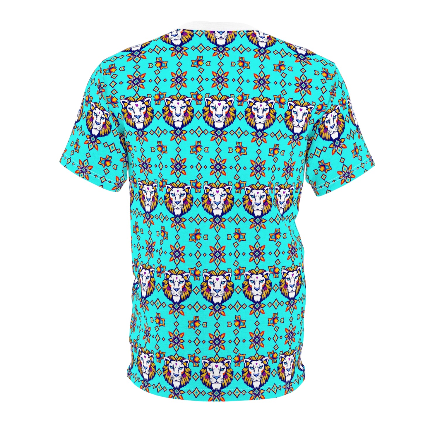 Unisex Cut & Sew T-Shirt, (AOP), Leo, Zodiac v4, Jewels Pattern