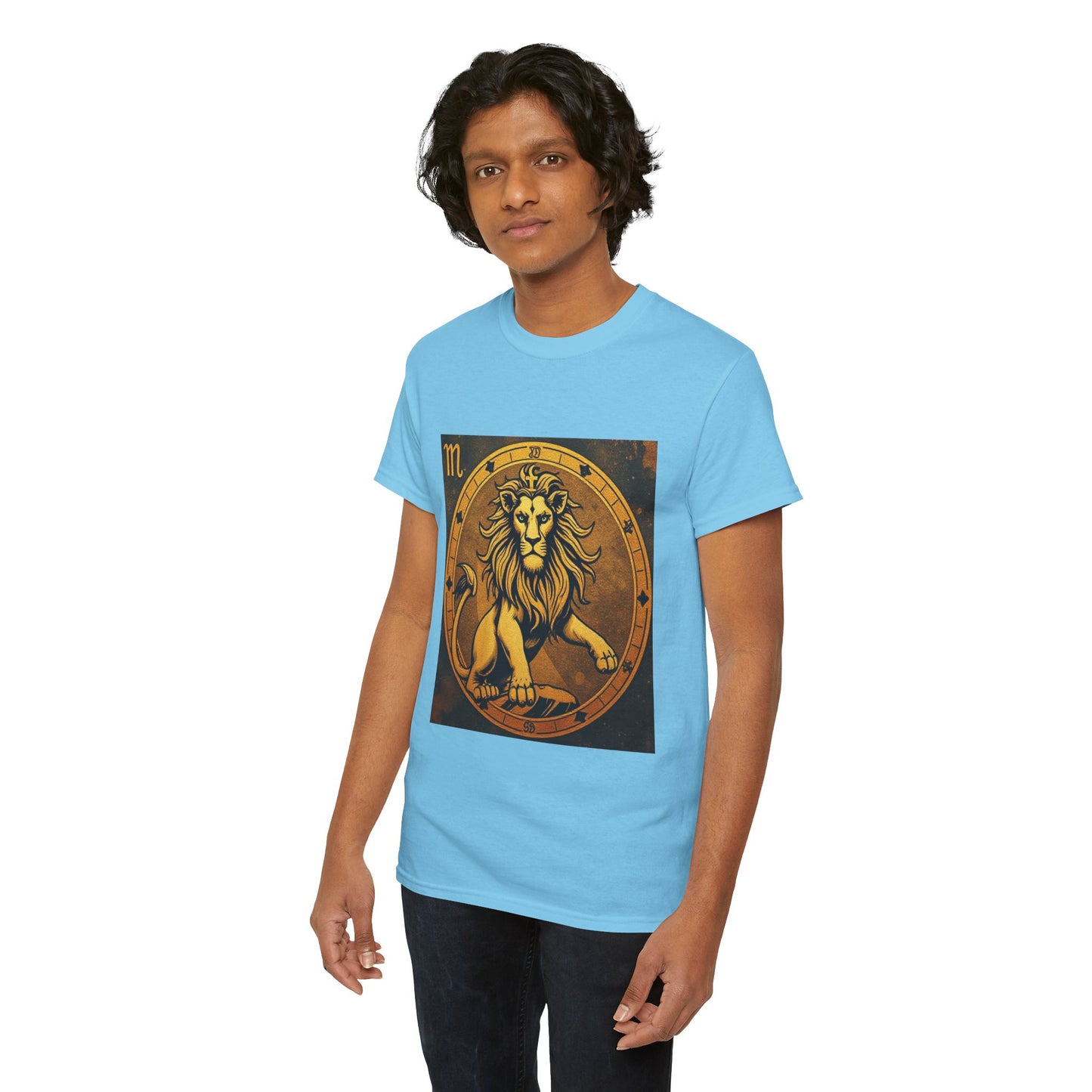 Unisex Heavy Cotton T-Shirt, Gold Lion v1, Leo Zodiac Design