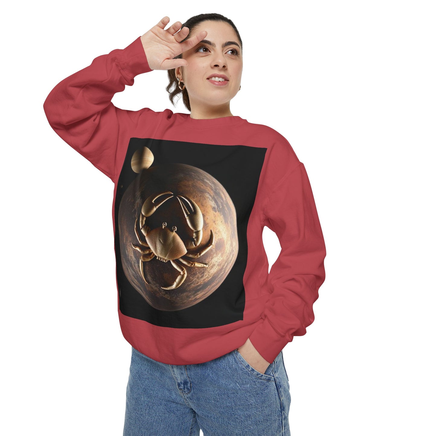 Garment-Dyed Sweatshirt, Unisex, Space Animal Design v1, Cancer