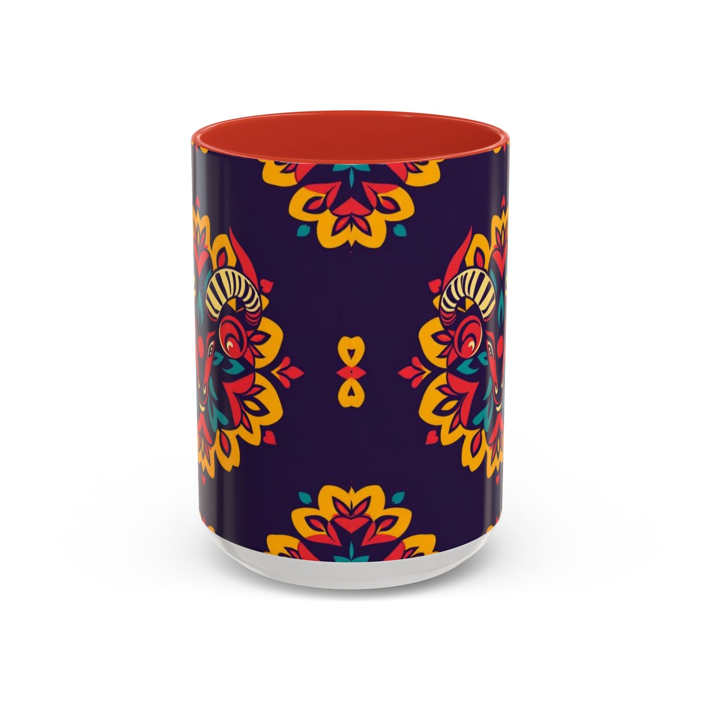 Accent Coffee Mug, Taurus, Zodiac v4. Flower Pattern, (11, 15oz)