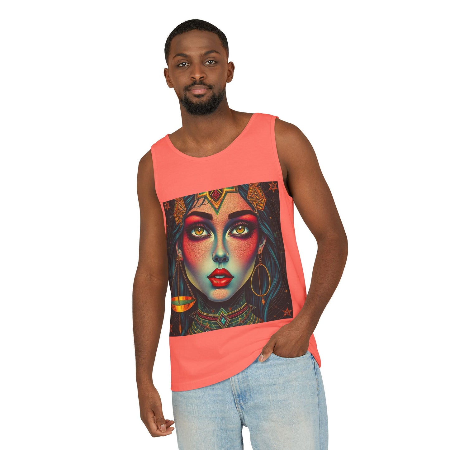 Unisex Garment-Dyed, Tank Top, Libra Design, Pop Art, 100% US cotton