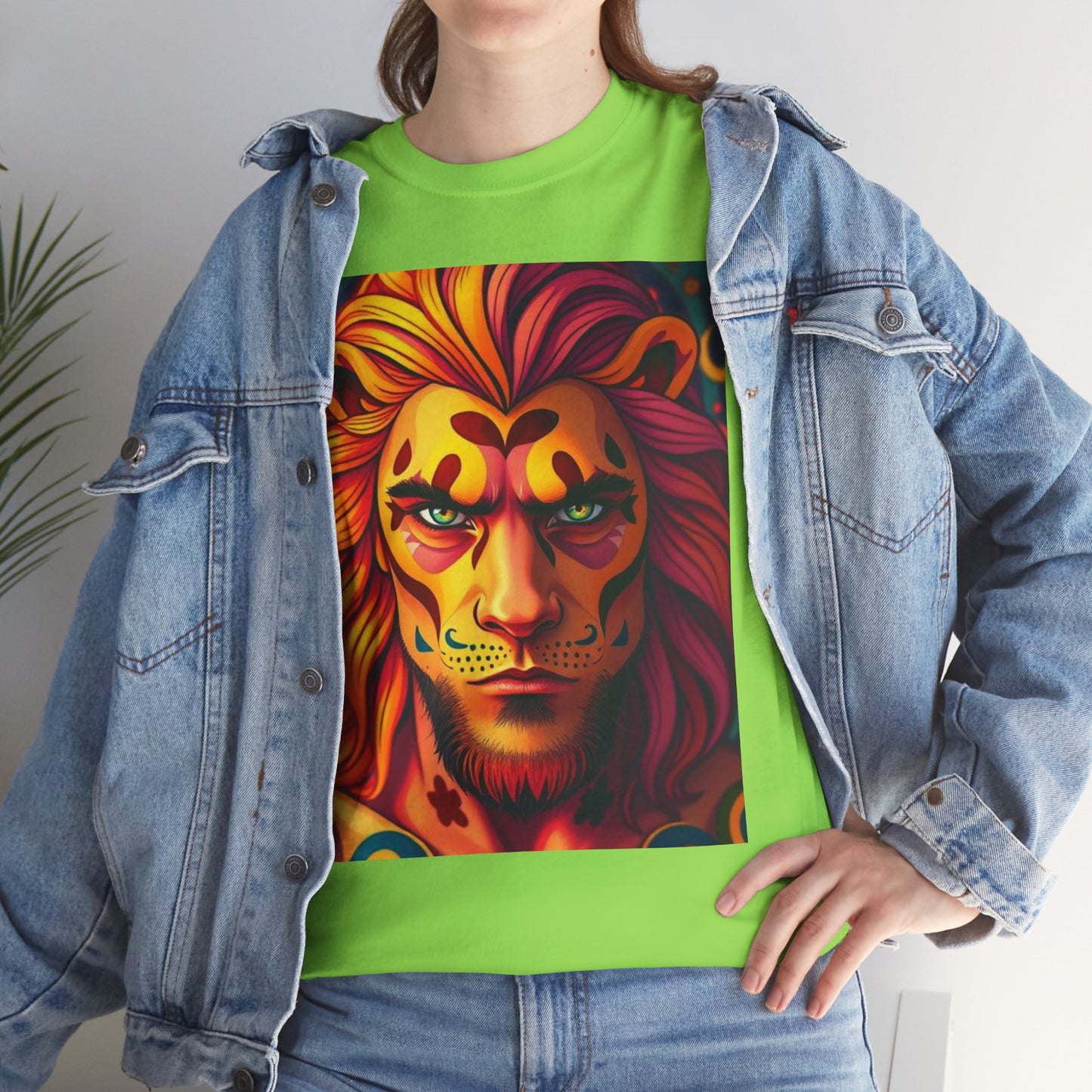 Unisex Heavy Cotton T-Shirt, Leo, Zodiac v2, Sexy Art