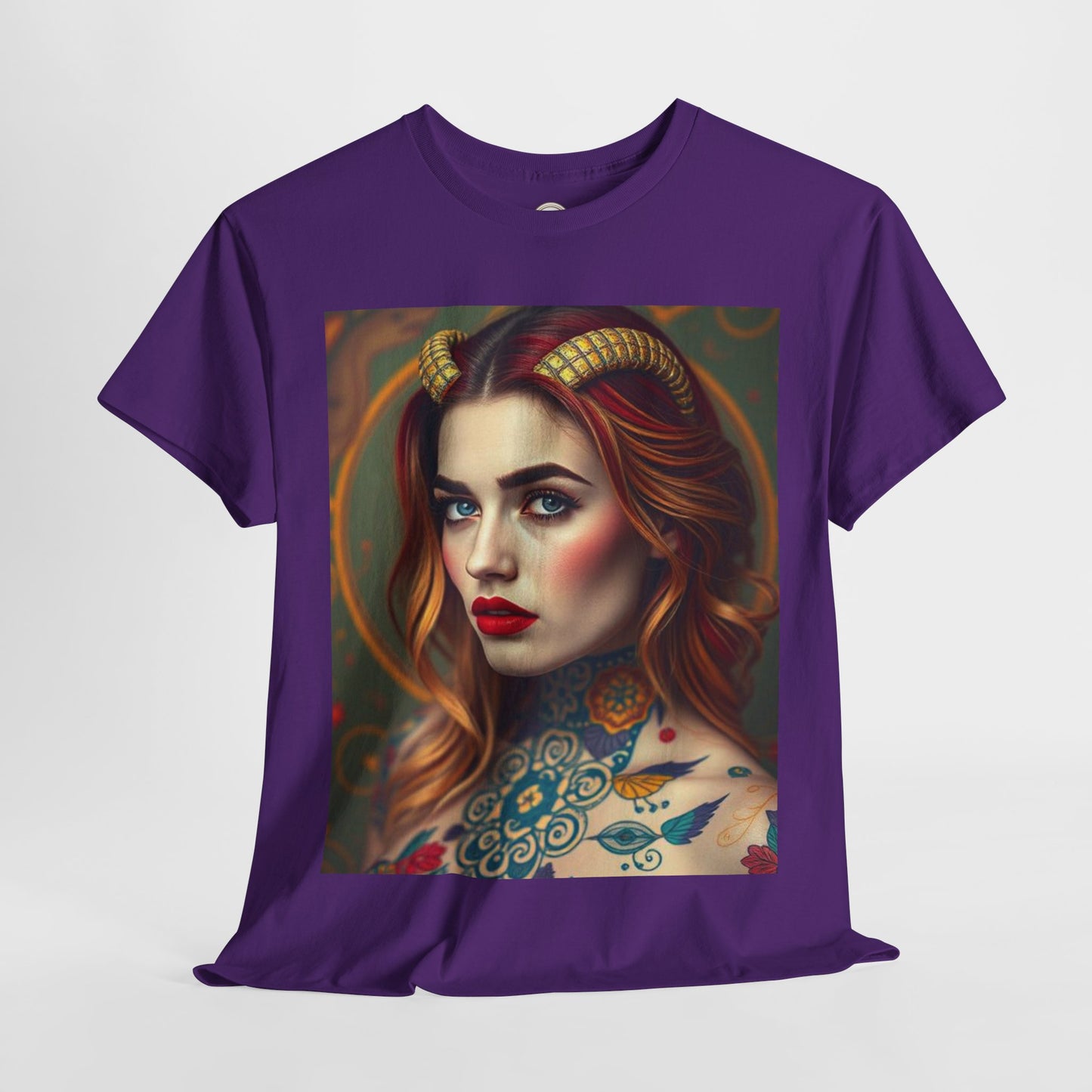 Unisex Heavy Cotton T-Shirt, Capricorn, Zodiac v3, Sexy Art