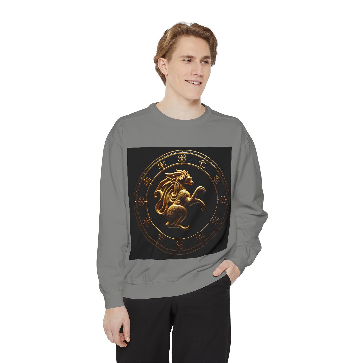 Garment-Dyed Sweatshirt, Unisex, Space Animal Design v1, Virgo