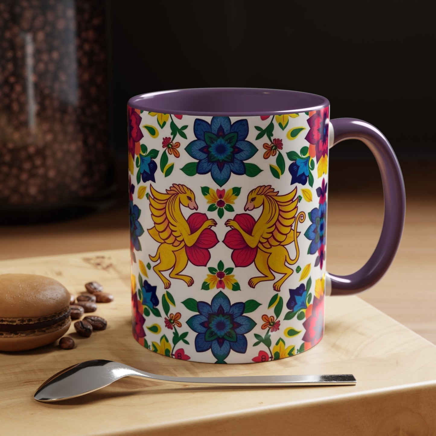 Accent Coffee Mug, Gemini, Zodiac, Flower Pattern, (11, 15oz)