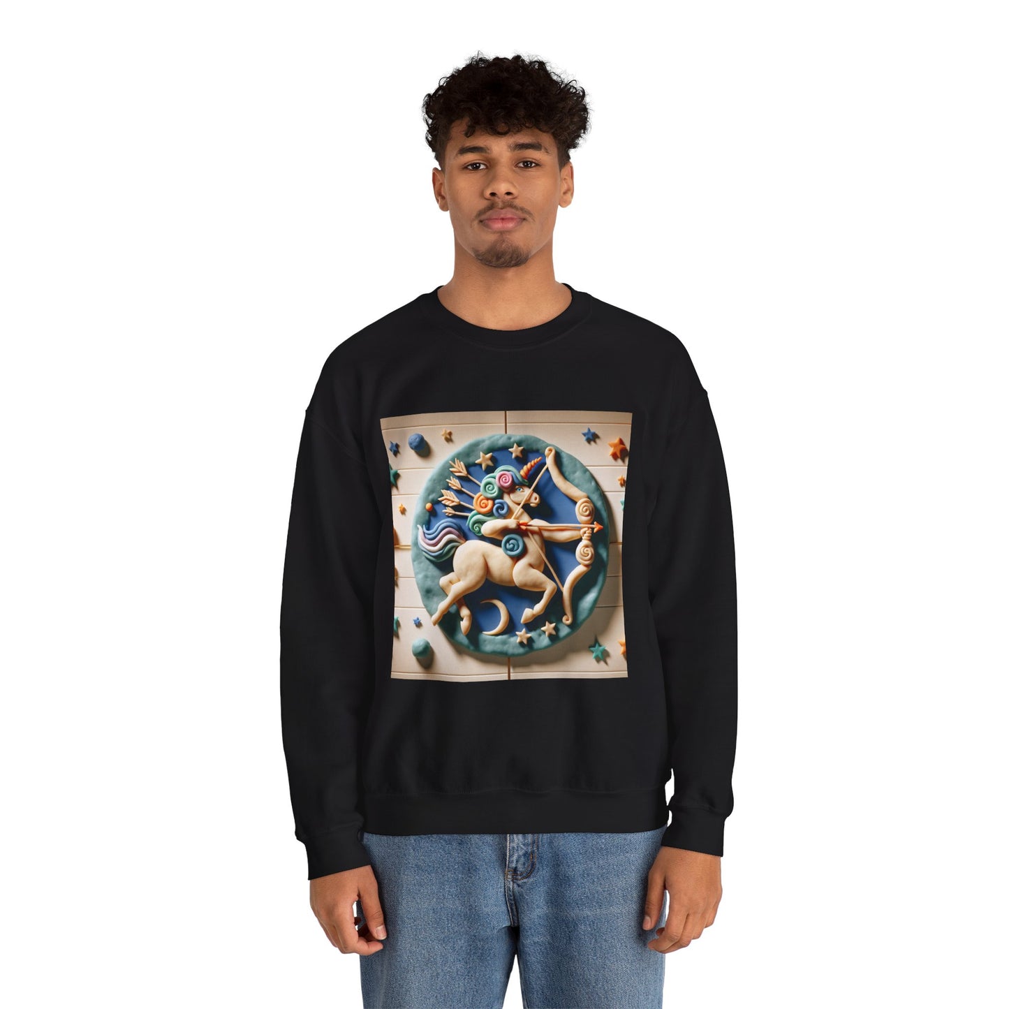Unisex Heavy Blend™ Crewneck Sweatshirt, Colorful Horse, Sagittarius Zodiac Design