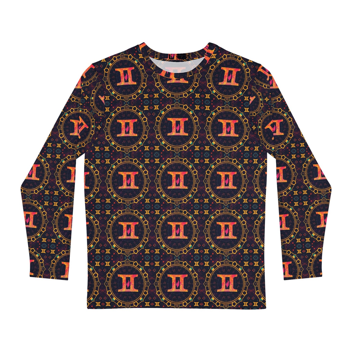 Men's Long Sleeve Shirt, (AOP), Gemini, Zodiac, Pattern