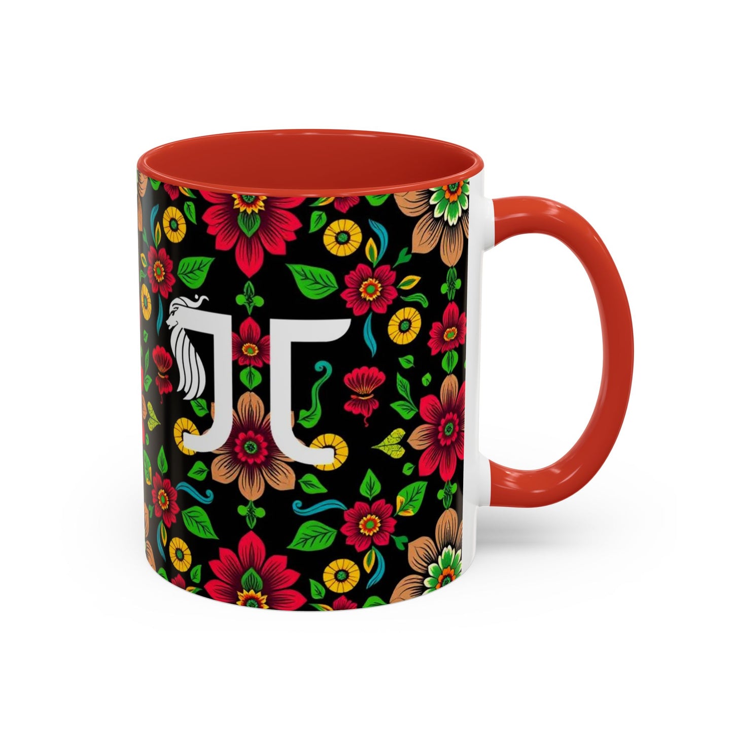 Accent Coffee Mug, Gemini, Zodiac v4, Flower Pattern, (11, 15oz)