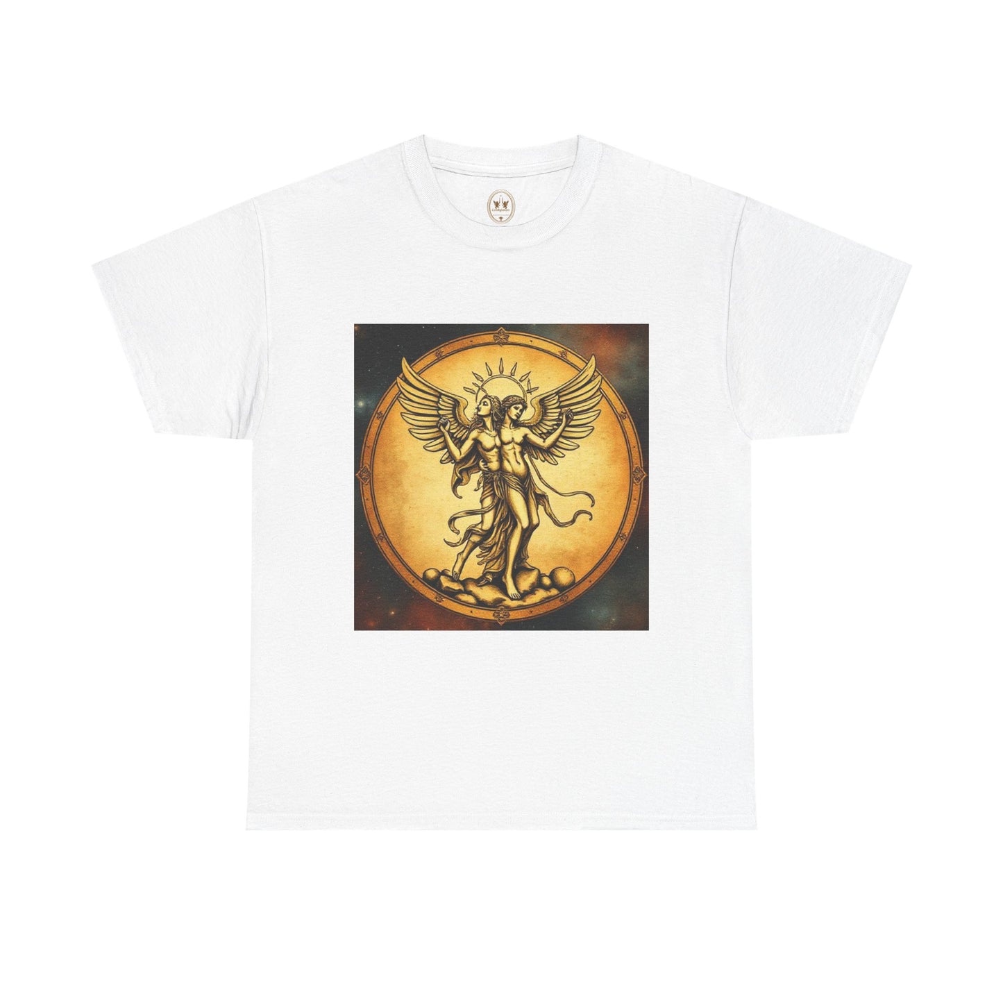 Unisex Heavy Cotton T-Shirt, Angel Twin, Gemini Zodiac Design