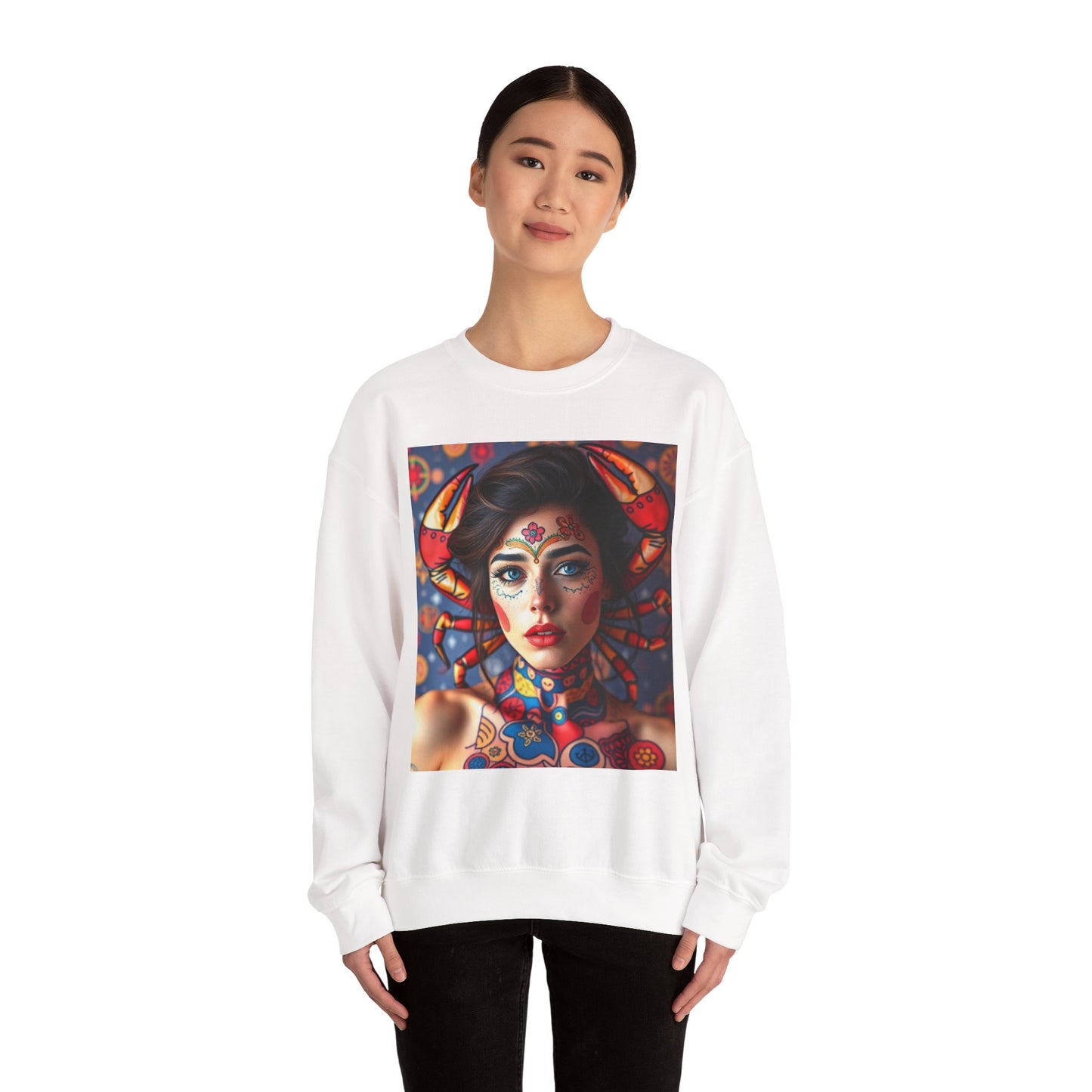 Unisex Heavy Blend™ Crewneck Sweatshirt, Cancer, Zodiac v2, Sexy Pattern