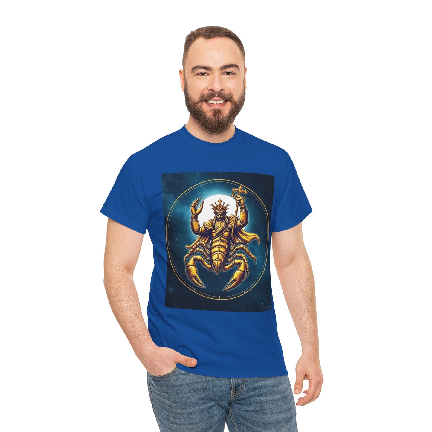 Unisex Heavy Cotton T-Shirt, Moon v1, Scorpio Zodiac Design