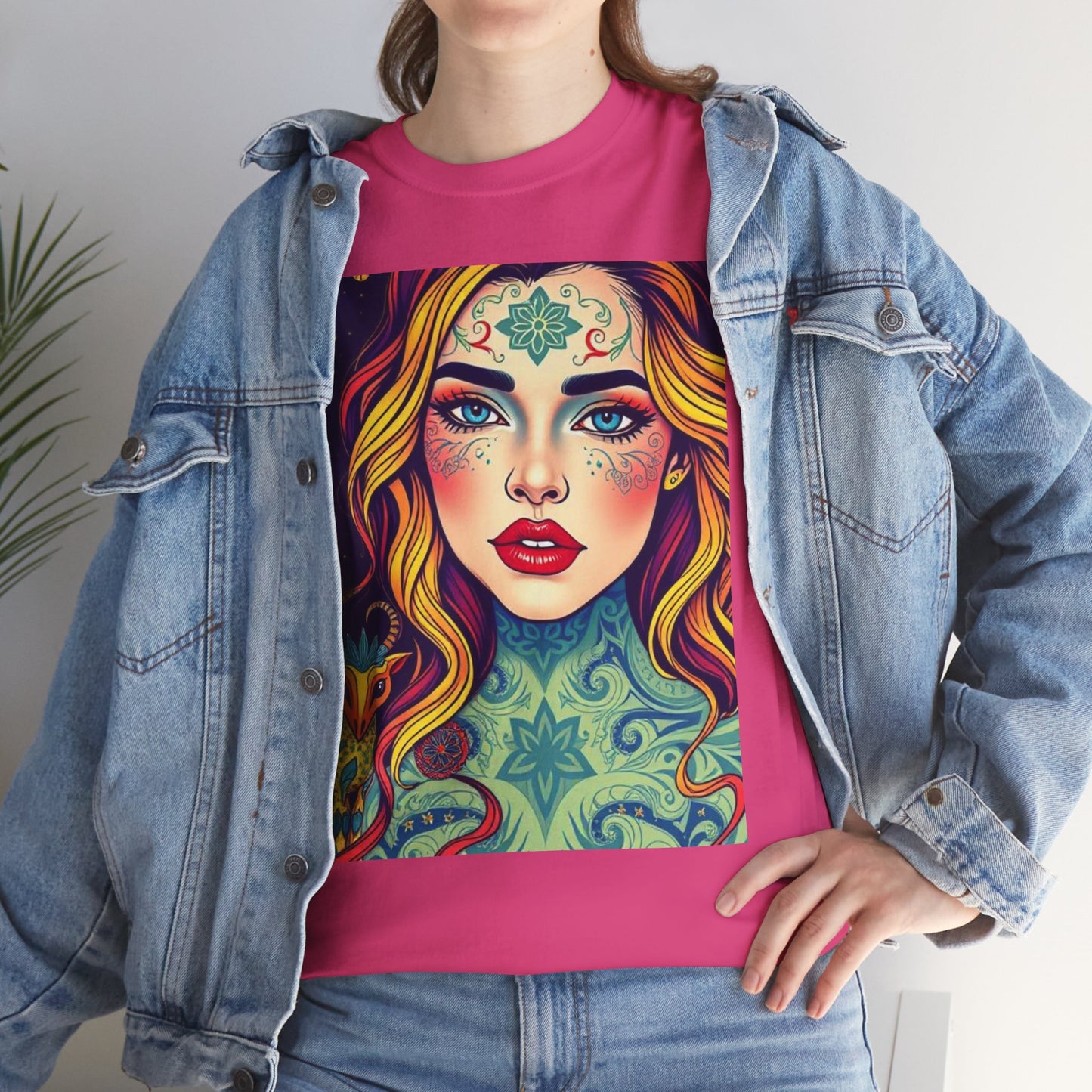 Unisex Heavy Cotton T-Shirt, Aquarius, Zodiac v2, Sexy Art