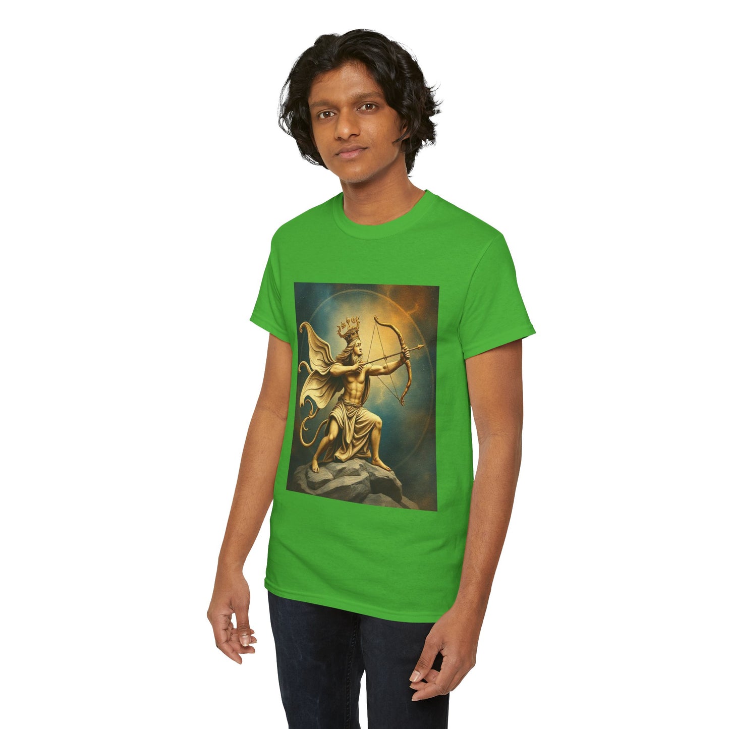 Unisex Heavy Cotton T-Shirt, Sagittarius King, Bow & Arrow v1, Zodiac Design