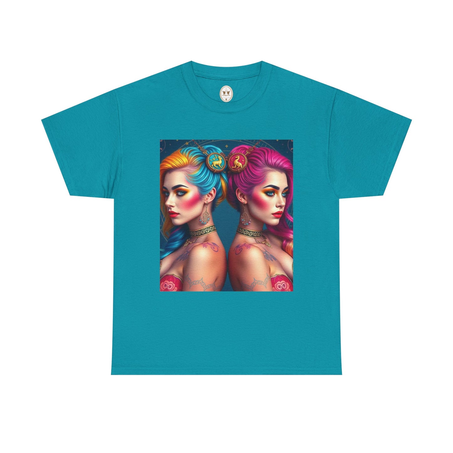 Unisex Heavy Cotton T-Shirt, Gemini, Zodiac v2, Sexy Art