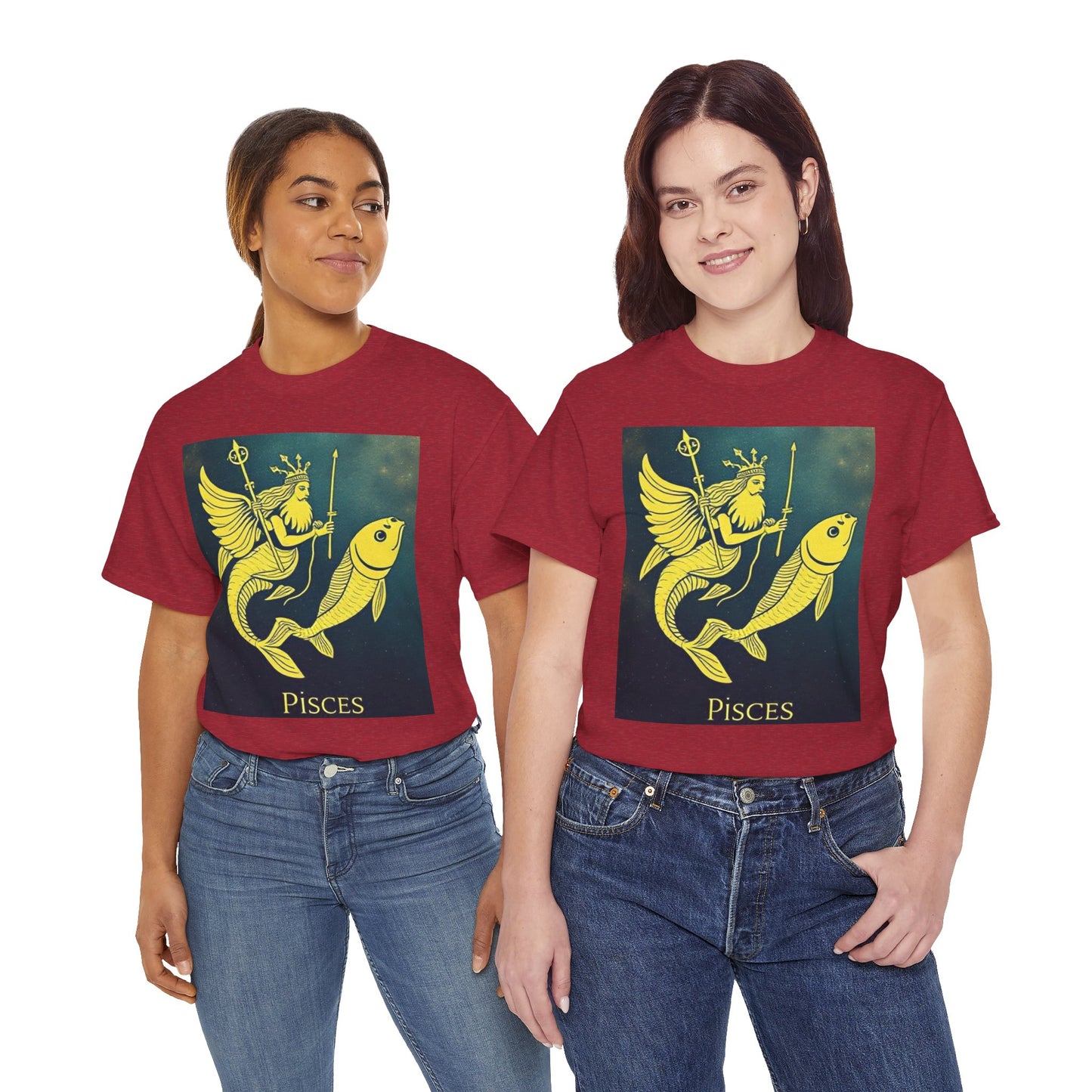 Unisex Heavy Cotton T-Shirt, Pisces Queen, Zodiac Design