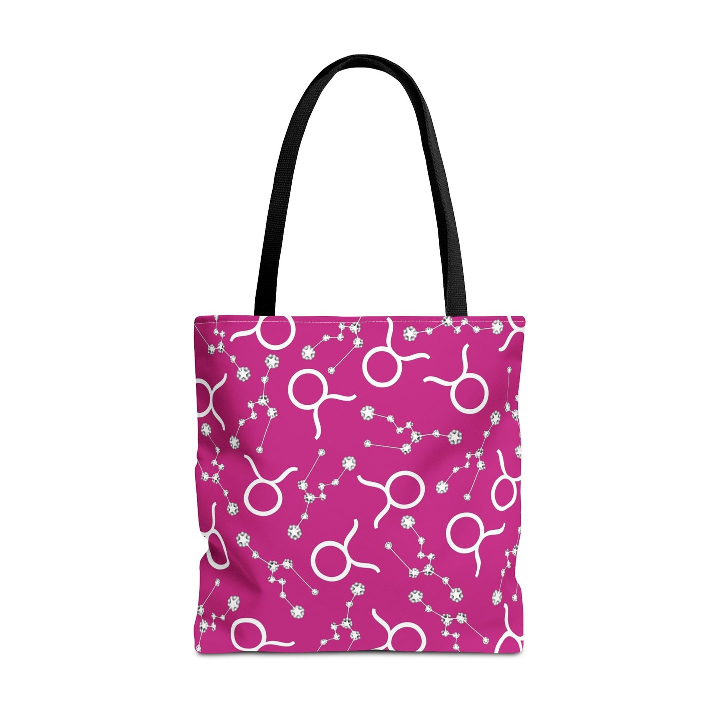 Tote Bag, Taurus Zodiac Sign, AOP, (Pink, White)