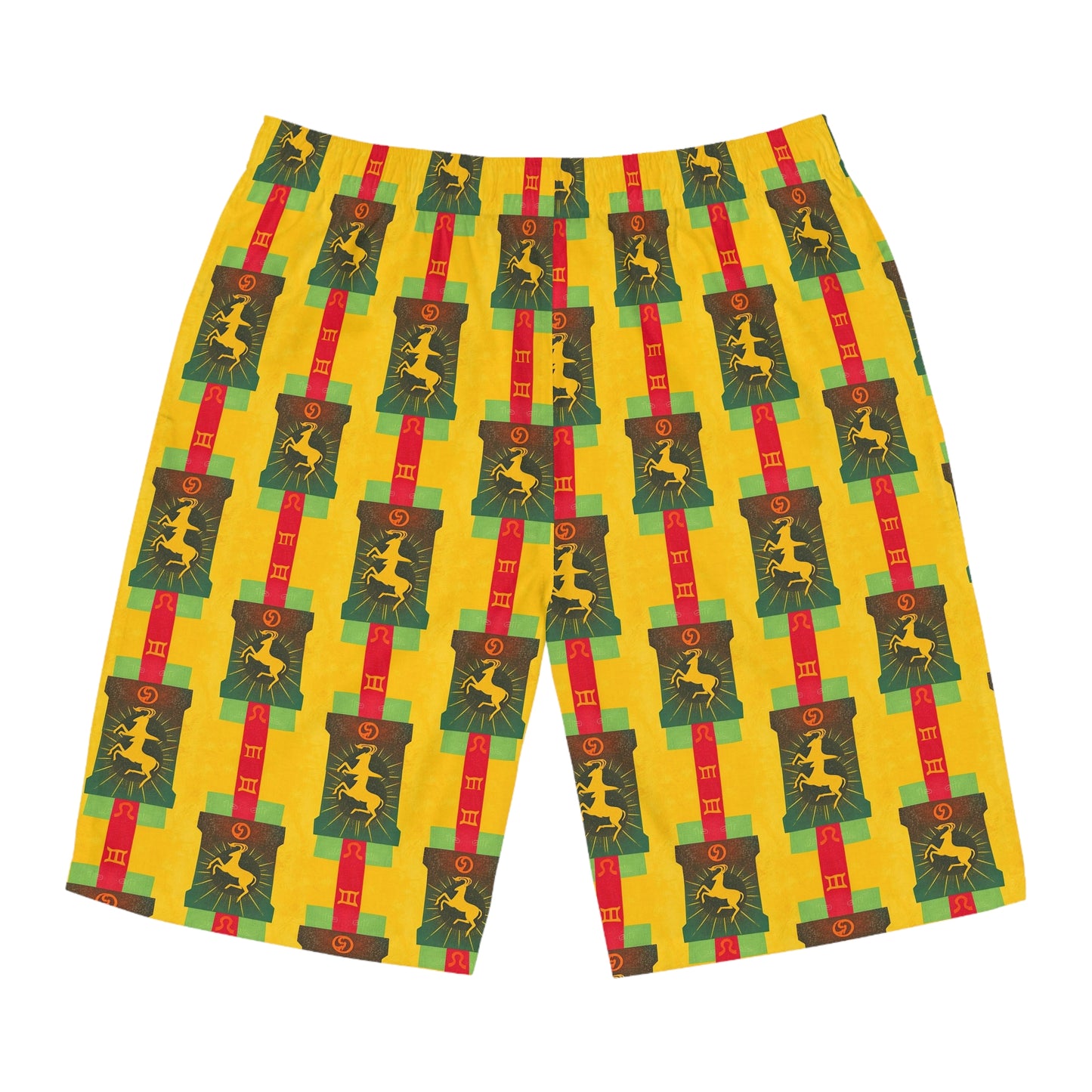 Men's Board Shorts, (AOP), Capricorn, Zodiac v1, Shape Pattern