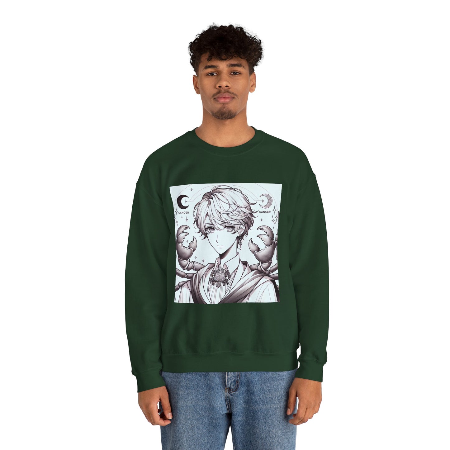 Unisex Heavy Blend™ Crewneck Sweatshirt,Two Moon, Cancer Zodiac Design