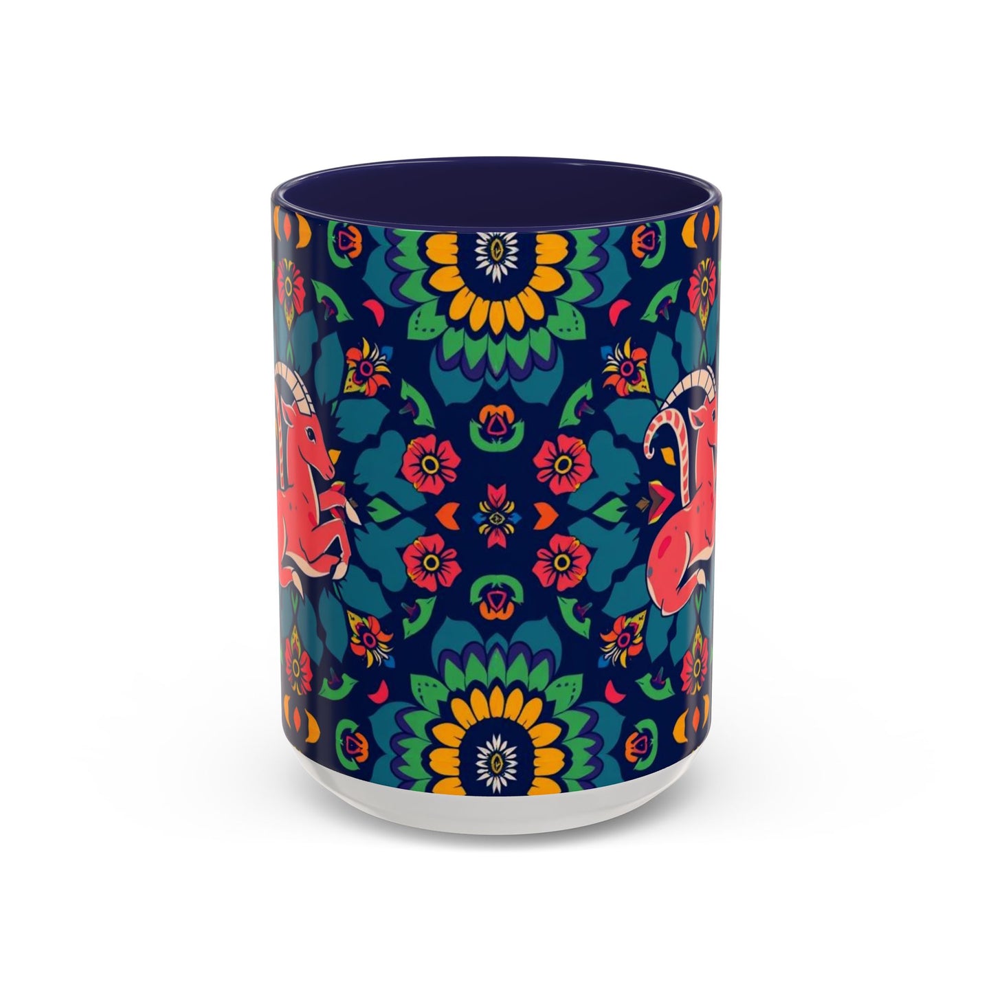 Accent Coffee Mug, Capricorn, Zodiac, Flower Pattern, (11, 15oz)