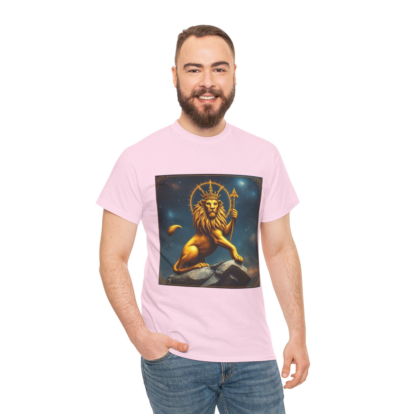 Unisex Heavy Cotton T-Shirt, King of Lions, Leo Zodiac Design