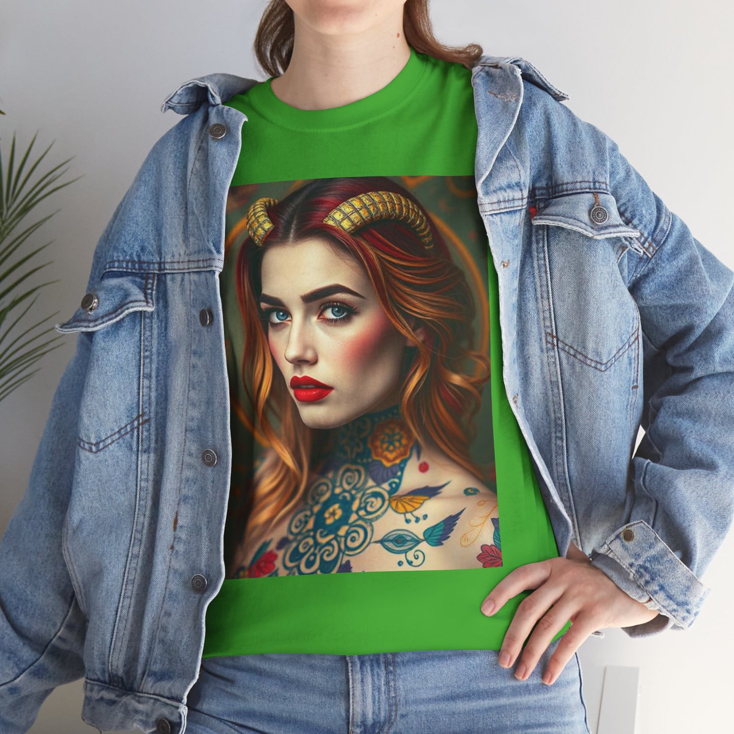 Unisex Heavy Cotton T-Shirt, Capricorn, Zodiac v3, Sexy Art