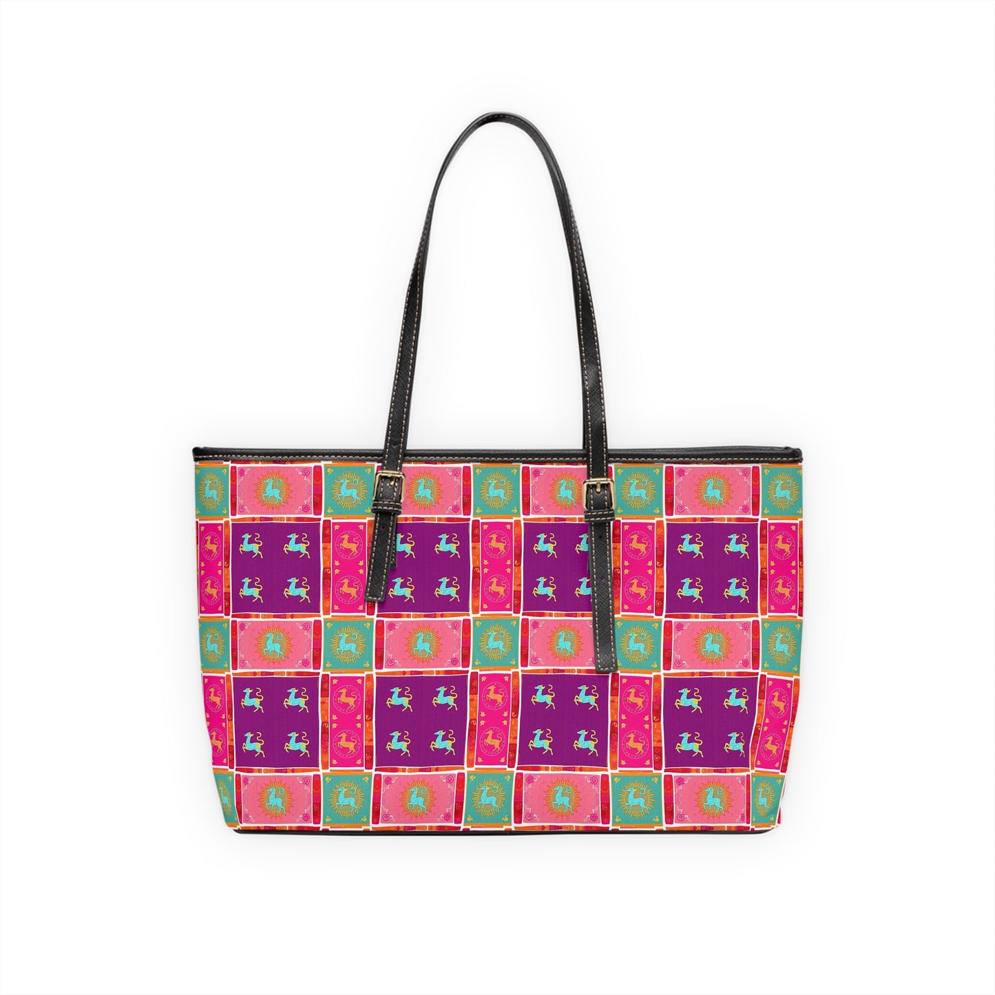Leather Shoulder Bag, Capricorn, Zodiac, Shapes Pattern