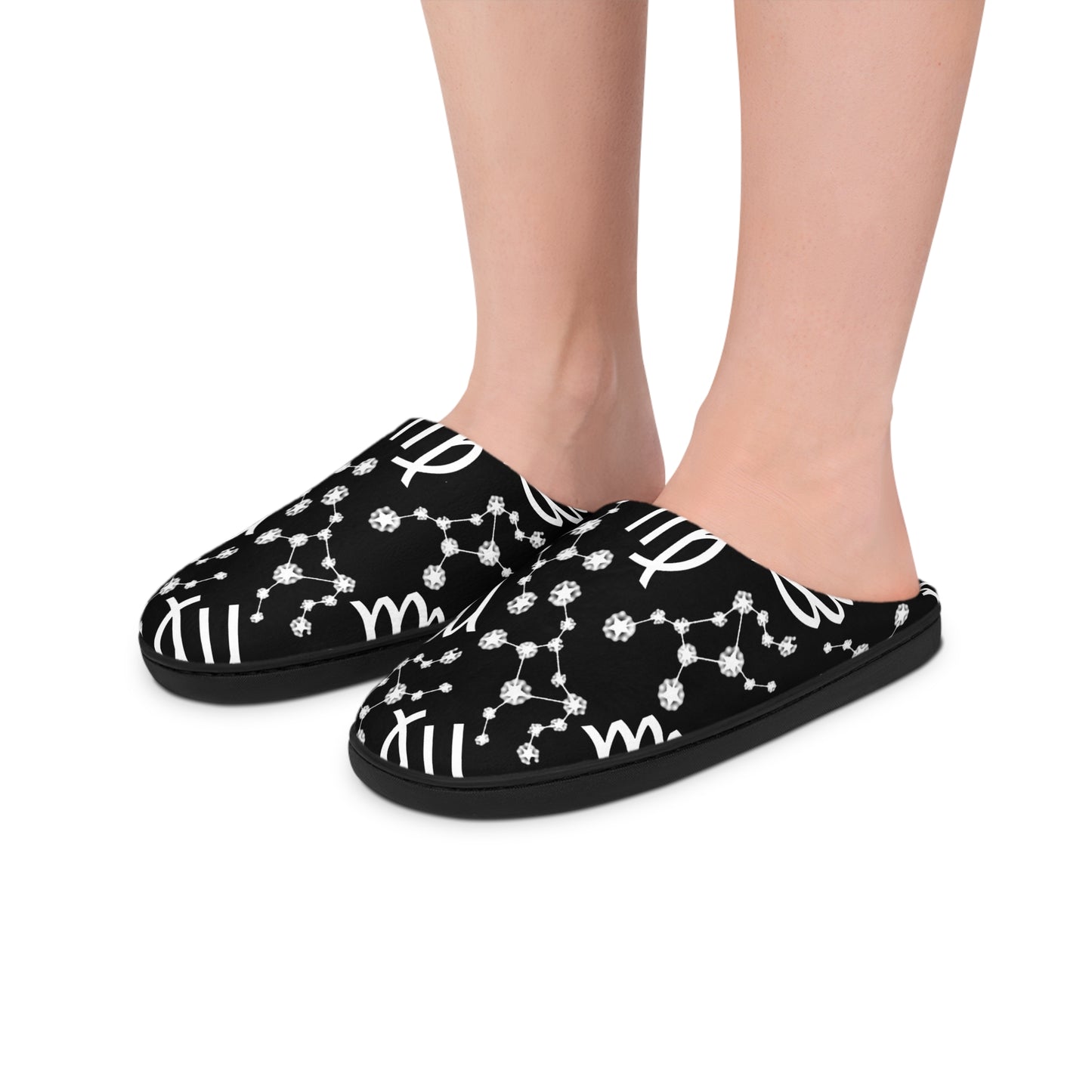 Women's Indoor Slippers, Virgo Zodiac Sign, 100% polyester, Outer-layer and lining