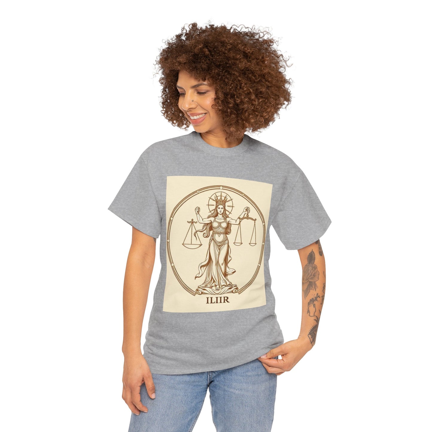 Unisex Heavy Cotton T-Shirt, Libra Goddess, Zodiac Design