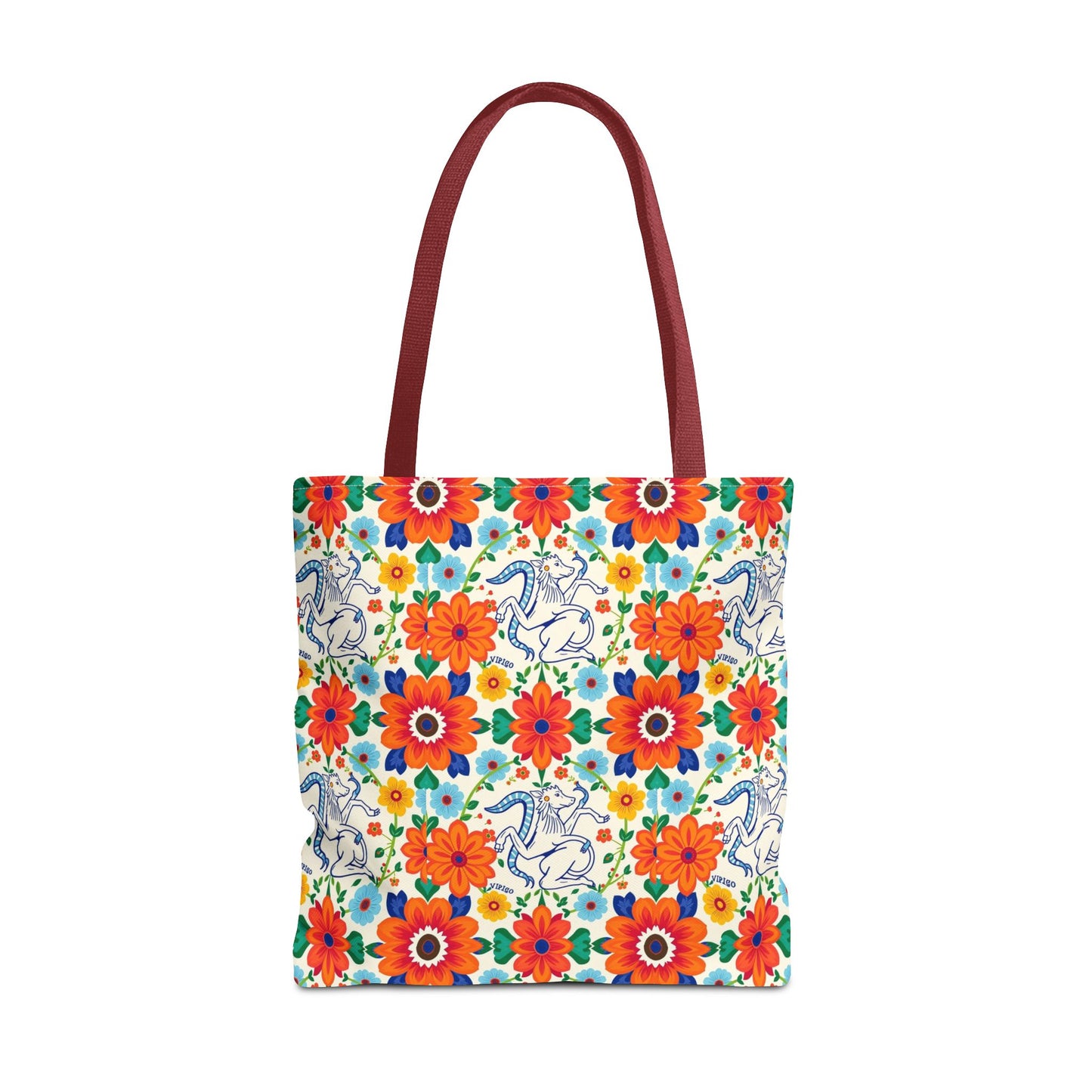 Tote Bag (AOP), Virgo, Zodiac v1, Flower Pattern