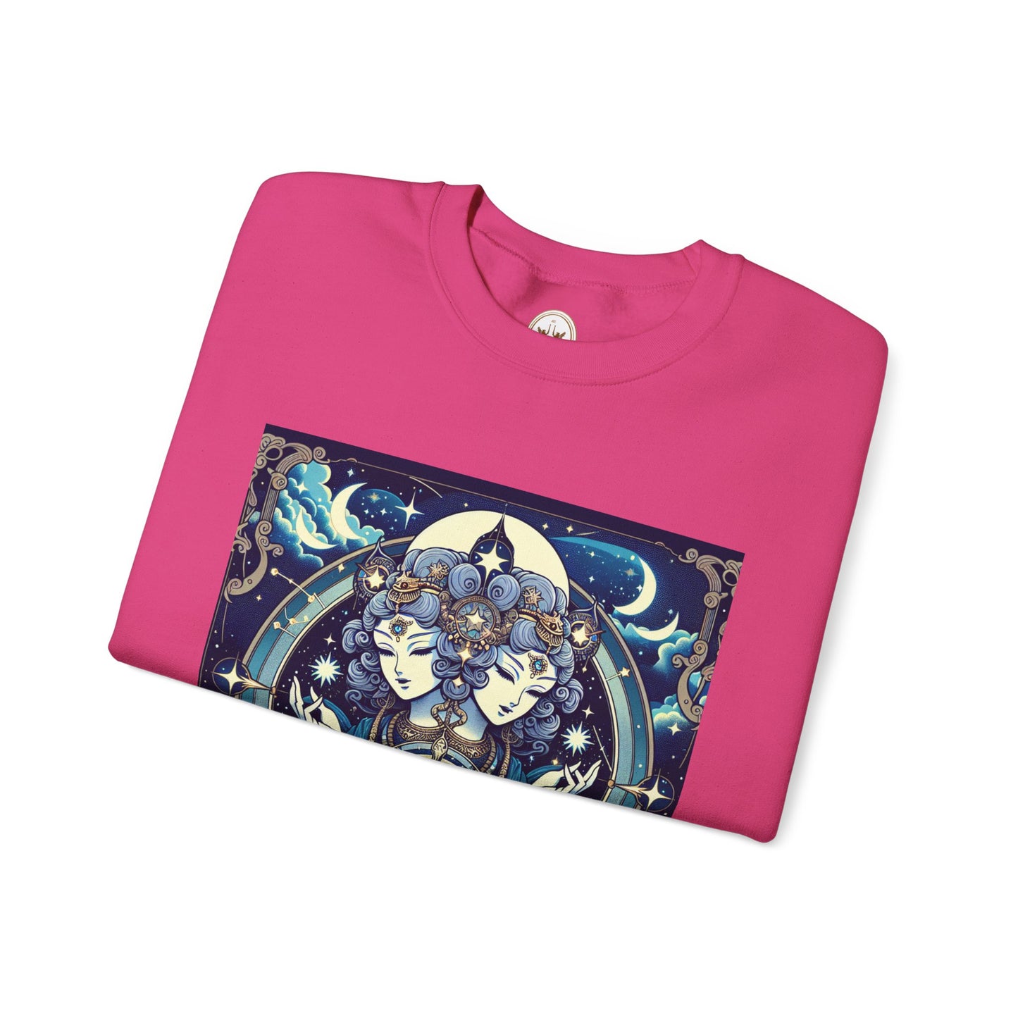 Unisex Heavy Blend™ Crewneck Sweatshirt,Twin Body, Gemini Zodiac Design