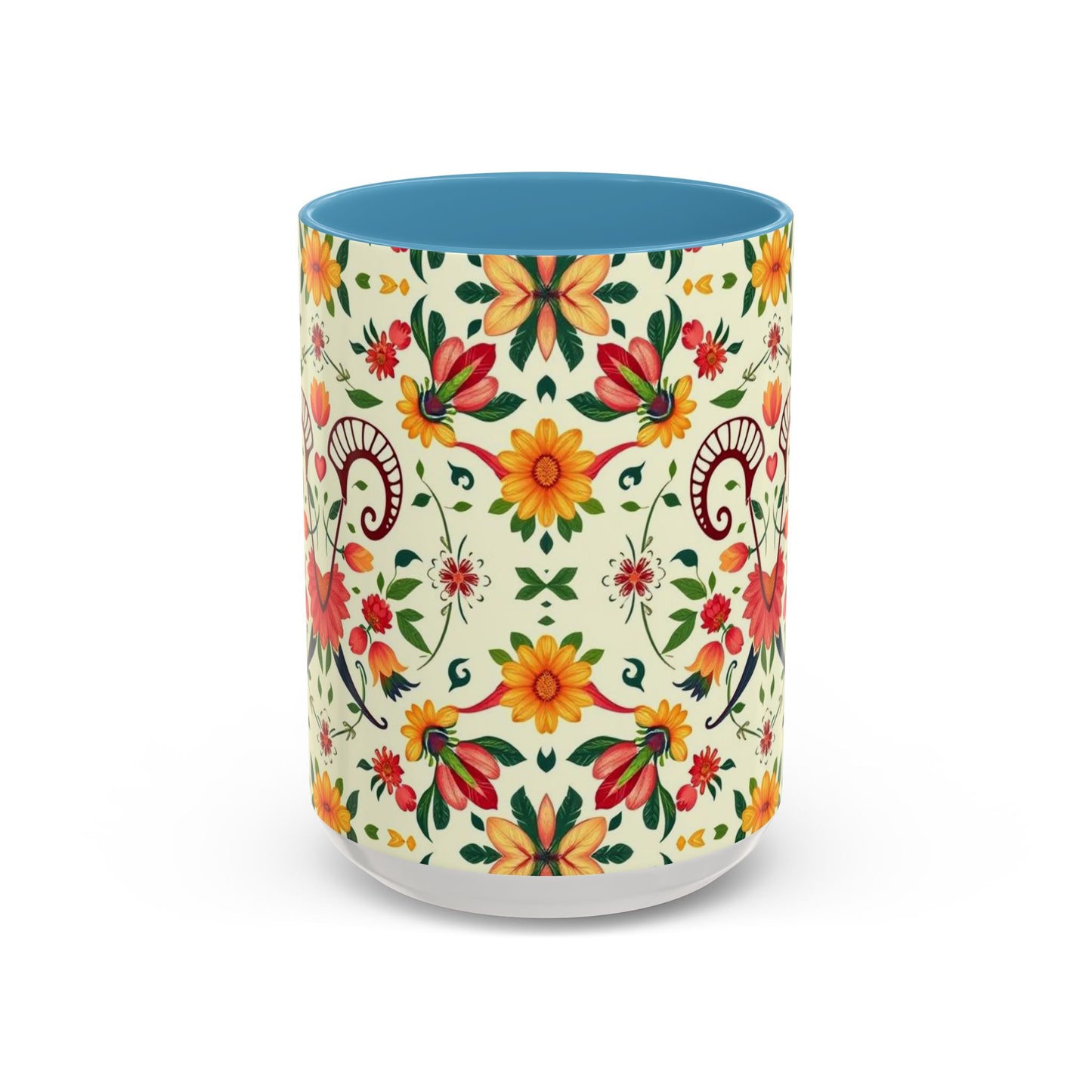 Accent Coffee Mug, Aries, Zodiac, Flower Pattern, (11, 15oz)