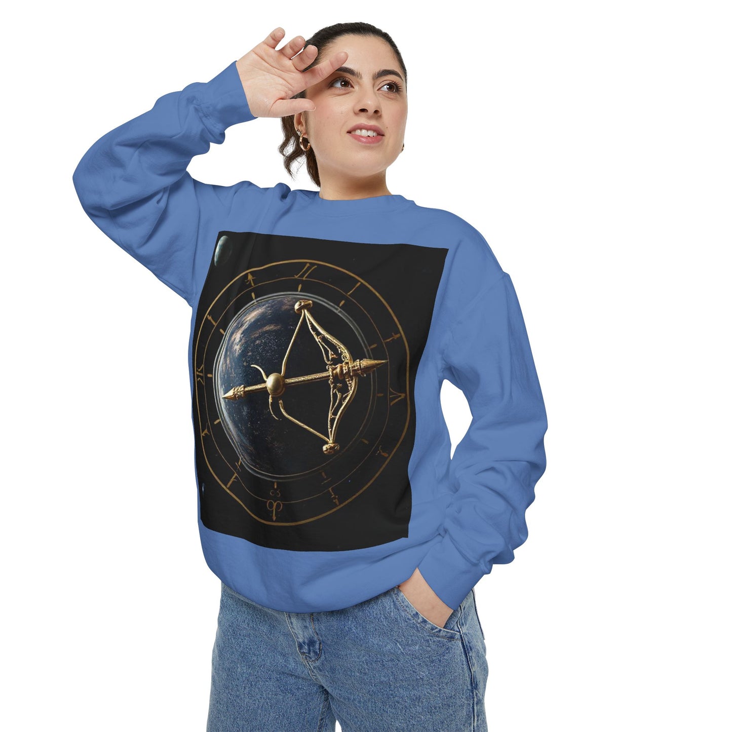 Garment-Dyed Sweatshirt, Unisex, Space Symbol Design v1, Sagittarius