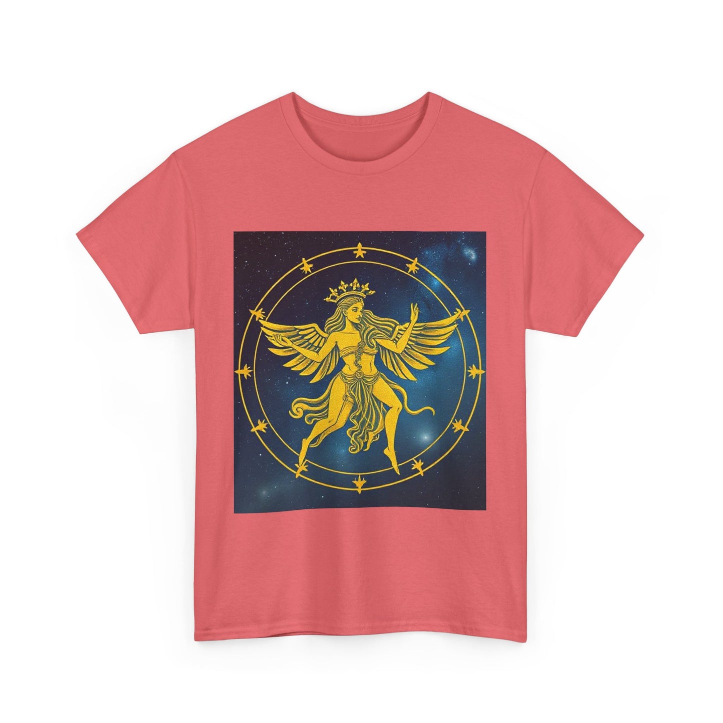 Unisex Heavy Cotton T-Shirt, Twin Angel v3, Gemini Zodiac Design