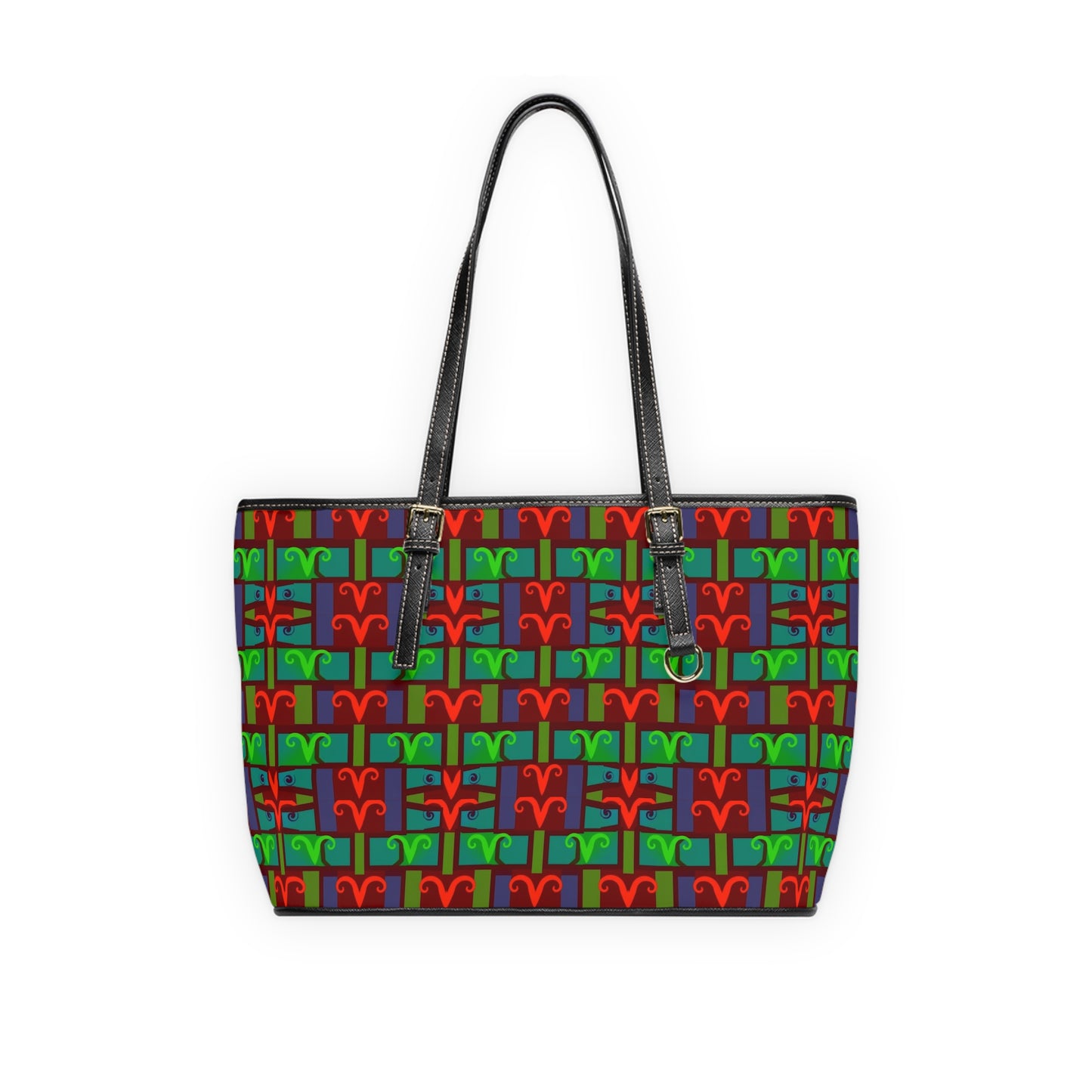 Leather Shoulder Bag, Aries, Zodiac v4, Shapes Pattern