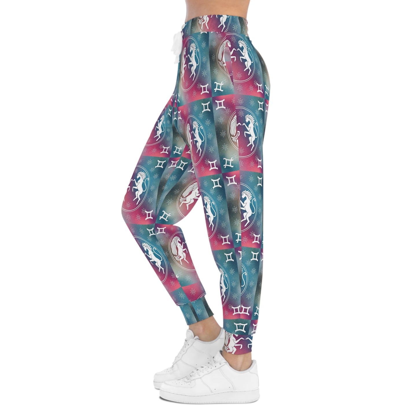 Athletic Joggers, Zodiac Design, Pattern v1, Gemini, AOP