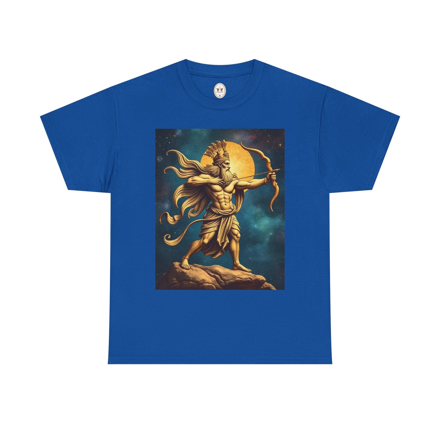 Unisex Heavy Cotton T-Shirt, Midnight Arrow, Sagittarius Zodiac Design