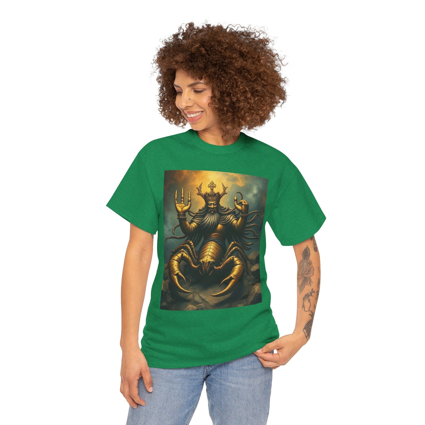 Unisex Heavy Cotton T-Shirt, Desert Scorpio King v1, Zodiac Design