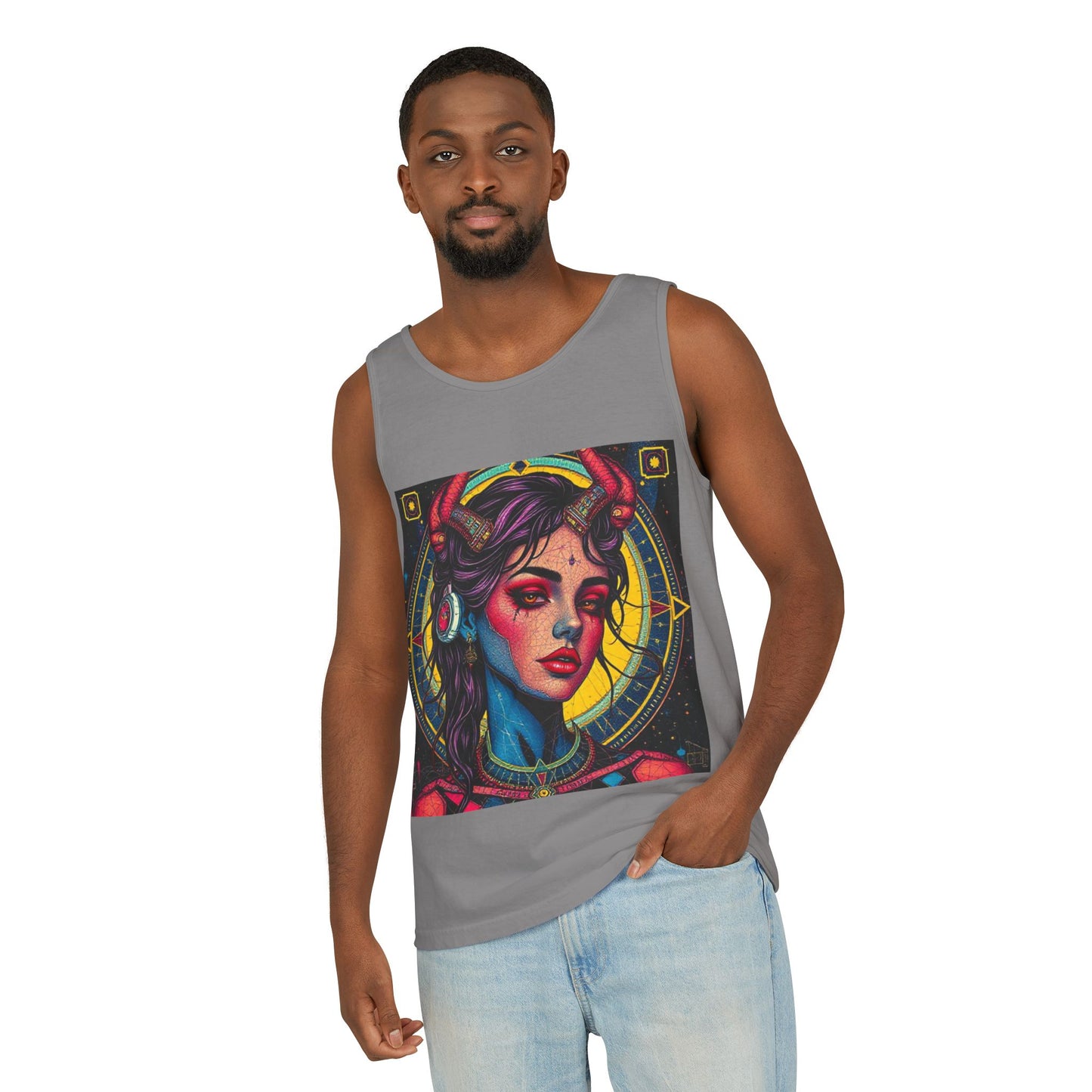 Unisex Garment-Dyed, Tank Top, Scorpio Design, Pop Art, 100% US cotton