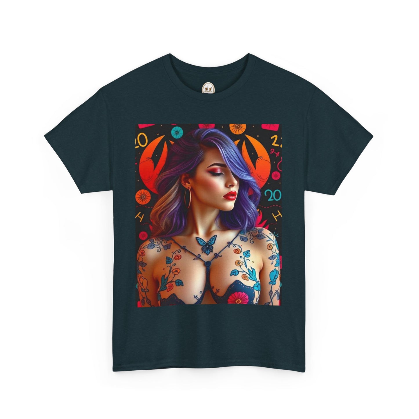 Unisex Heavy Cotton T-Shirt, Cancer, Zodiac, Sexy Art