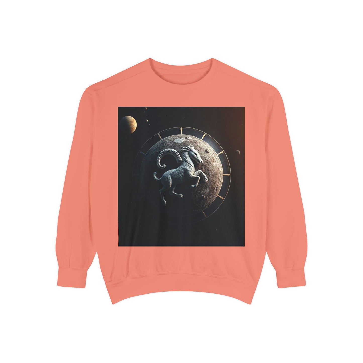 Garment-Dyed Sweatshirt, Unisex, Space Animal Design, Aries