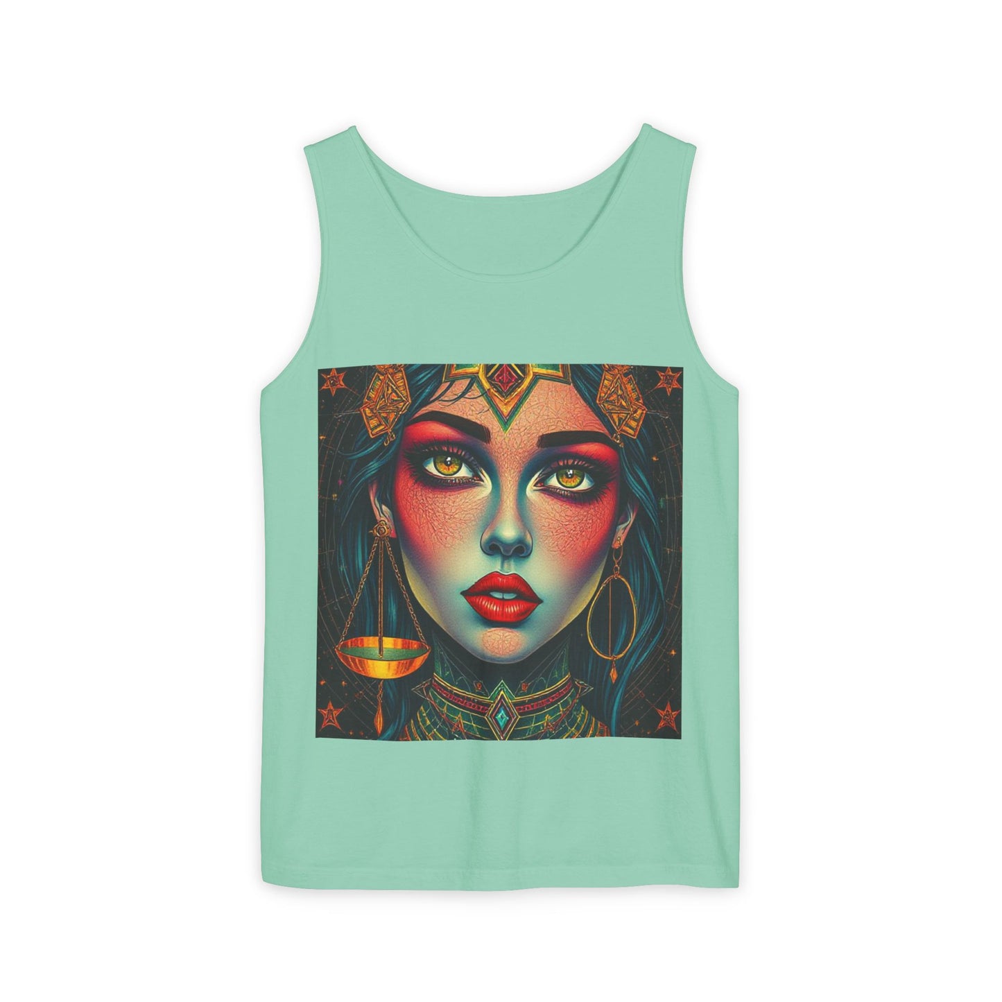 Unisex Garment-Dyed, Tank Top, Libra Design, Pop Art, 100% US cotton