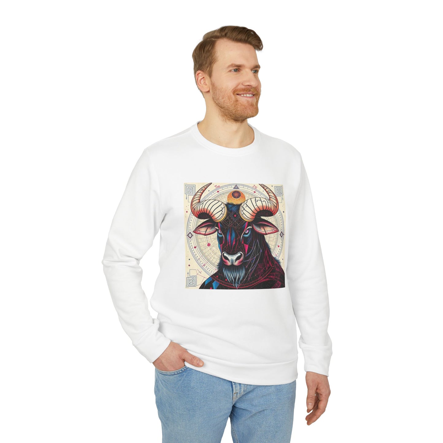 Adidas, Unisex Fleece Crewneck Sweatshirt, Taurus, Pop Art v1, Zodiac
