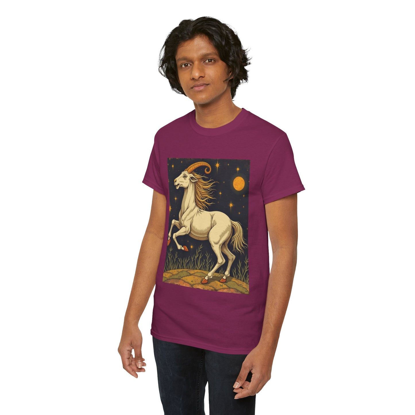 Unisex Heavy Cotton T-Shirt, Aries Animal, Zodiac Design