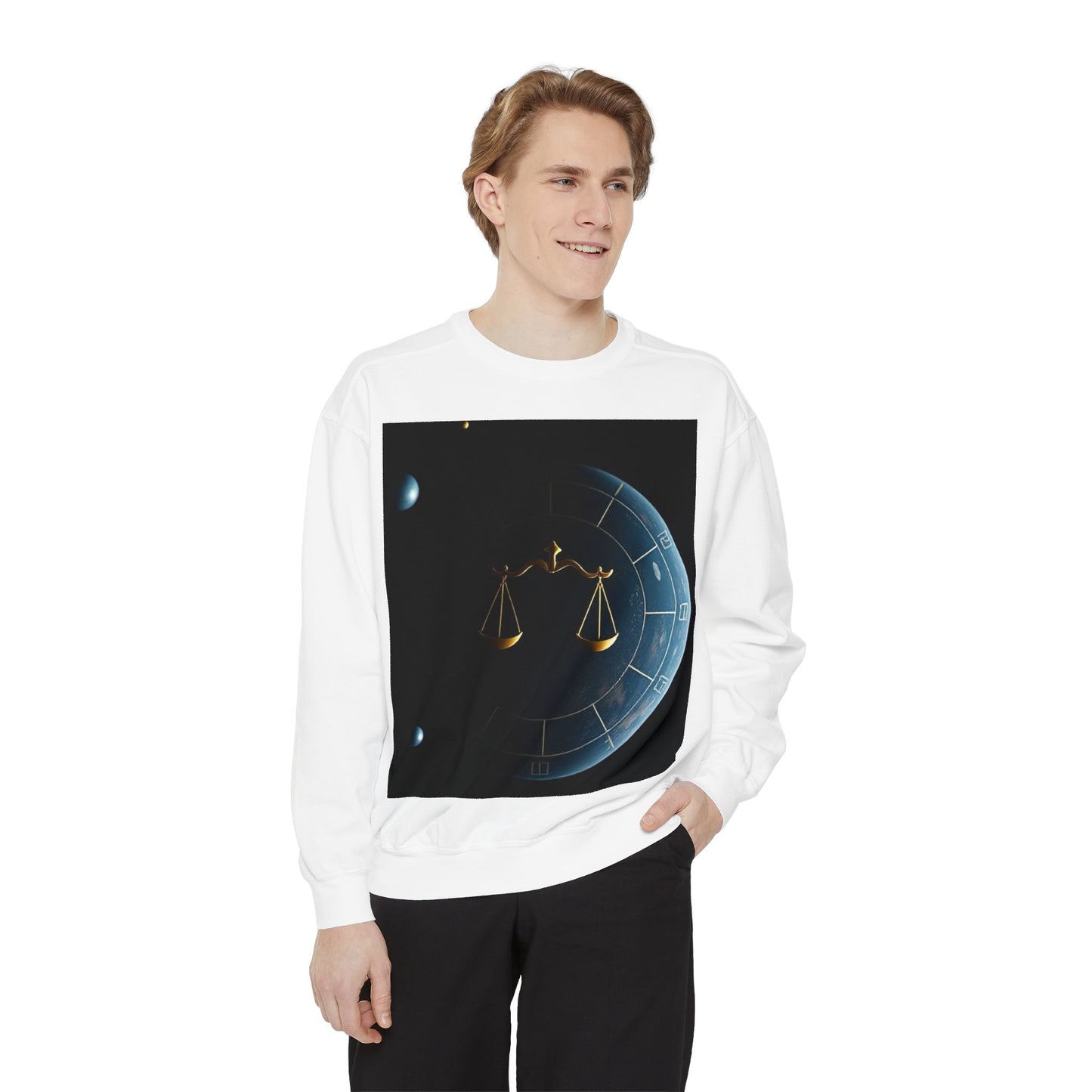 Garment-Dyed Sweatshirt, Unisex, Space Animal Design v1, Libra