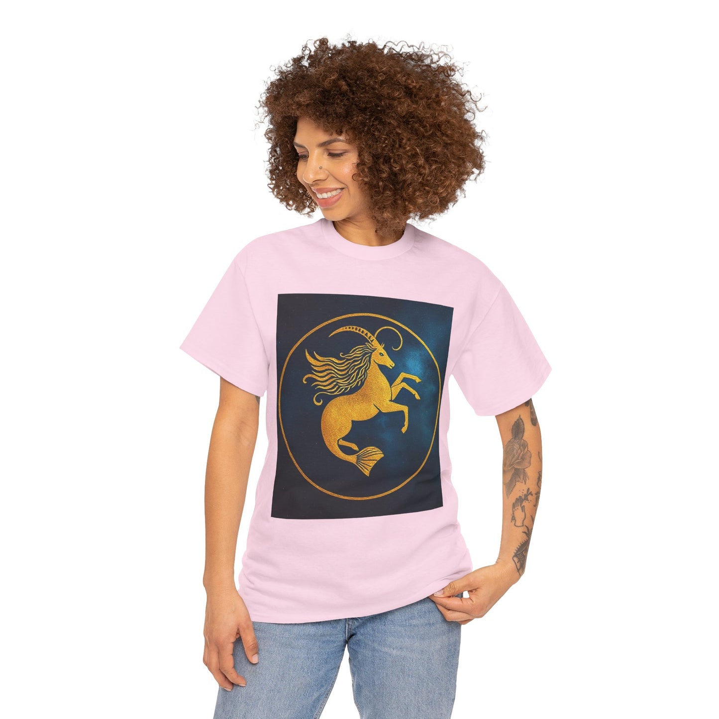 Unisex Heavy Cotton T-Shirt, Capricorn Animal v4, Symbol, Zodiac Design