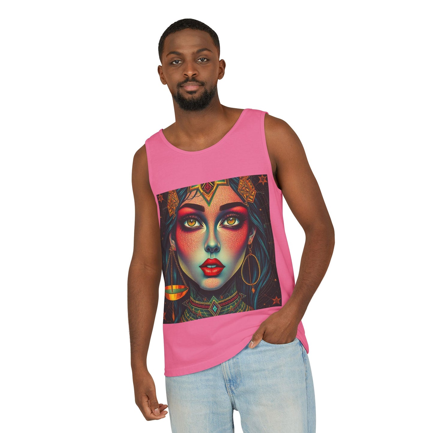 Unisex Garment-Dyed, Tank Top, Libra Design, Pop Art, 100% US cotton