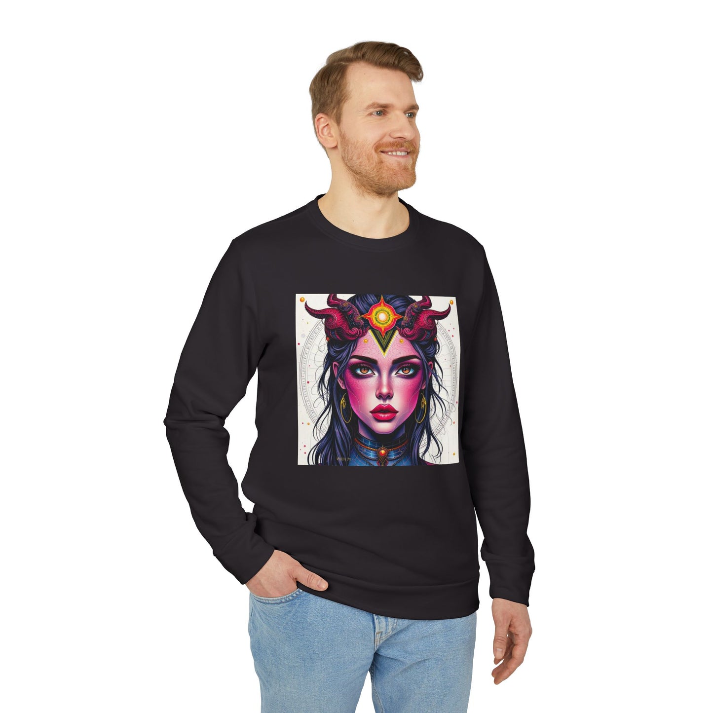 Adidas, Unisex Fleece Crewneck Sweatshirt, Virgo, Pop Art v1, Zodiac